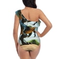 thumbnail image 5 of Honeii Lake Forest Dinosaur A for women's one-piece swimsuit featuring a chic one-shoulder design experience elegance and style in the water-XX-Large, 5 of 6