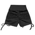 thumbnail image 4 of IWRICH Women's High Waisted Tie Side Shorts Summer Gym Yoga Hot Shorts Lifting Sports Scrunch Short Pants Black M, 4 of 5