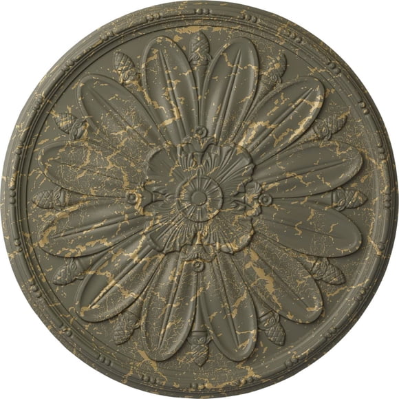 Ekena Millwork CM40DLWHC Delfina Ceiling Medallion, 40"OD x 1 7/8"P, Hand-Painted Witch Hazel Crackle