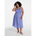 thumbnail image 2 of Time and Tru Women's and Women's Plus Sleeveless Smocked Peasant Midi Dress, Sizes XS-4X, 2 of 5