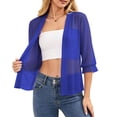 thumbnail image 2 of jjayotai Womens Summer Thin Cardigan 3/4 Sleeve Sheer Shrugs Trendy Open Front Loose Lightweight Cropped Cardigans, 2 of 6