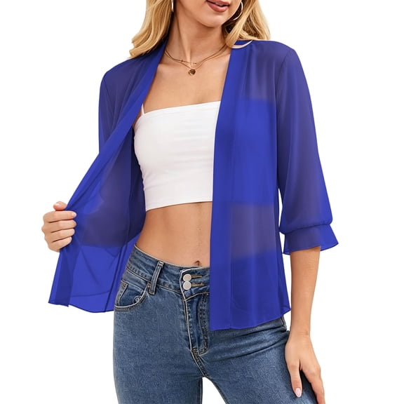 Aofany Lightweight Cardigans for Women Summer Flowy Drape 3/4 Sleeve Thin Cardigan