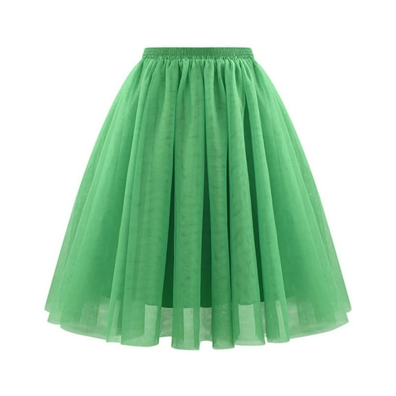 MIXUE Skirts For Women Summer Mesh Solid Color Pleated Elastic High Waist Soft A Line Mini Tennis Skirt Streetwear,Green,S