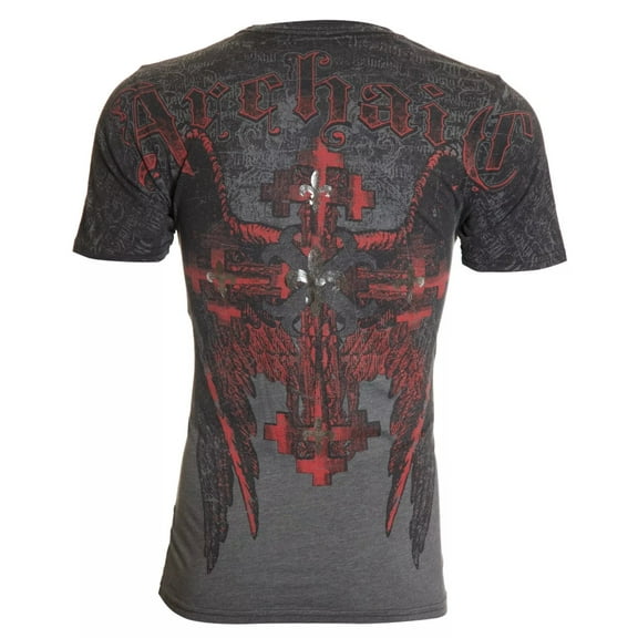 ARCHAIC by AFFLICTION Charcoal ABINGDON Short Sleeve Slim Fit Y2K T-shirt