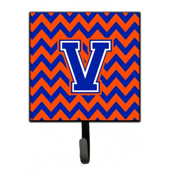 Carolines Treasures CJ1044-VSH4 Letter V Chevron Orange and Blue Leash or Key Holder Single Hook multicolor