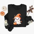 thumbnail image 5 of Mifsaly Womens Funny Novelty Halloween Ghost Graphic Pullover Sweatshirt Casual Long Sleeve Crewneck Fleece Tops Cozy Autumn for Everyday Outfits Black,M, 5 of 5
