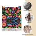 thumbnail image 6 of Cauagu Colorful Floral Embroidery Mexican Print Women Wrap Shawl tassels Scarves Retro Scarf 77.6"X28.3", 6 of 8