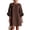 Brown, variant on Shift Dress for Women 3D Flower Puff Sleeve Round Neck Button Loose