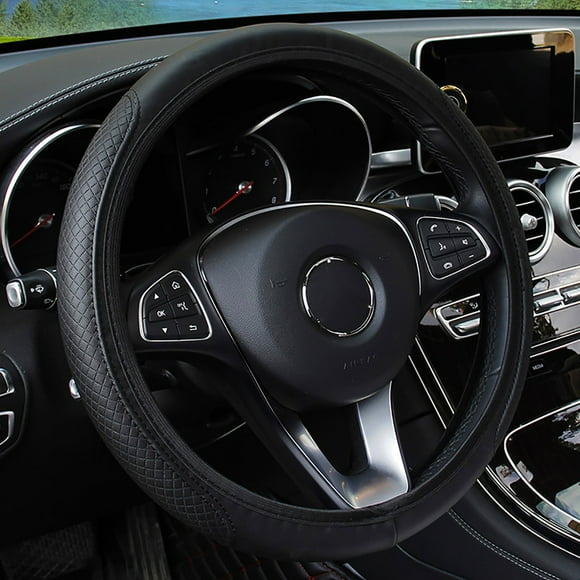 Universal Microfiber Leather Steering Wheel Cover Protector with Elastic Stitching Design for Enhanced Grip and Interior Style