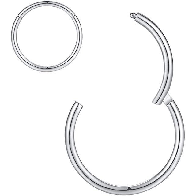 Anillos de nariz hipoalergénicos de acero quirúrgico para tabique, anillo de segmento con bisagras, piercing para el cuerpo, aro de nariz, anillos para labios, pendientes de cartílago de hélice de nariz Rojo Verde