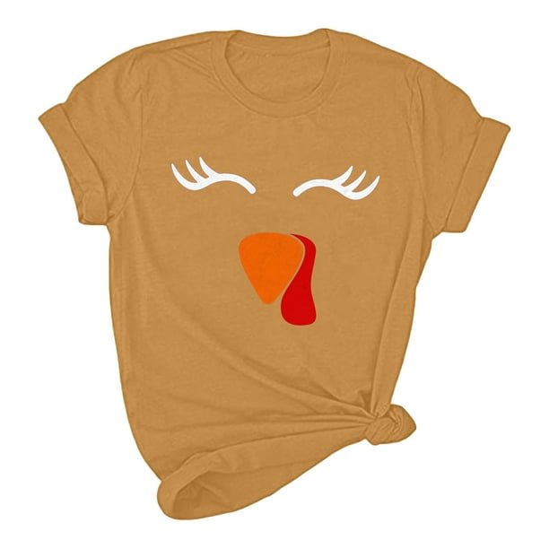 Blusa de manga corta informal con estampado de Día de Acción de Gracias para mujer Fridja gope3921