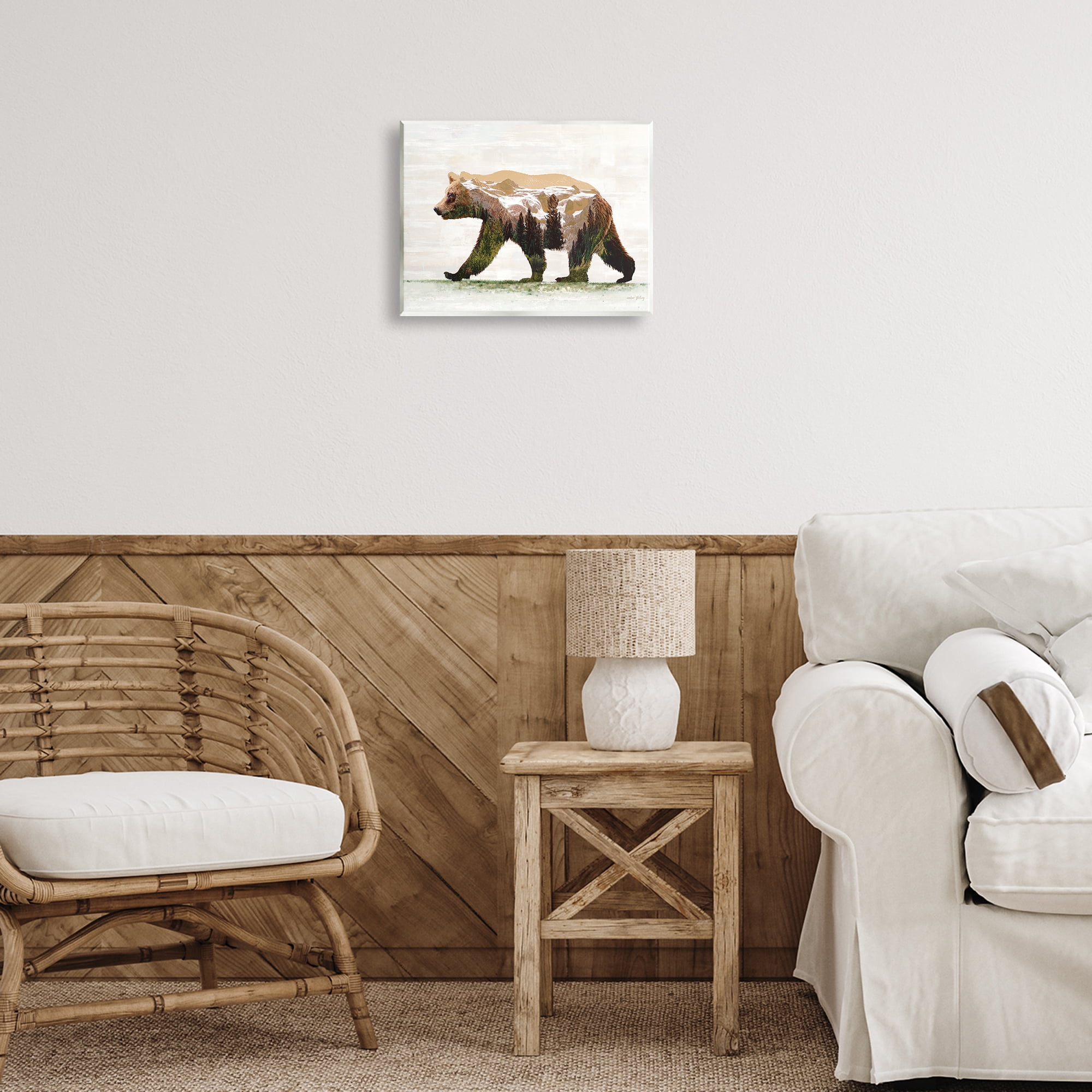 Stupell Industries Woodland Pattern Bear Animals & Insects Painting Unframed Art Print Wall Art, 14 x 11