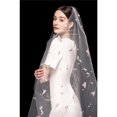 thumbnail image 3 of OLOEY-vestidos de novia de manga corta con cuello redondo, vestido de novia de satén elástico, longitud hasta el suelo, con velo de tul, 3 of 5