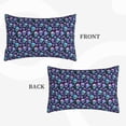 thumbnail image 2 of Gukieu Blue Skull Flower Print Plush Pillow Cover, Hidden Zipper Pillow Protector without Pillow Core, Suitable for Bedroom, Office, Car Decoration-14"x20", 2 of 6