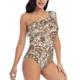 thumbnail image 3 of Rateoe Indian Paisley1 Pattern Women One Piece Swimsuits Tummy Control One Shoulder Bathing Suits Ruffle Swimwear-Small, 3 of 6