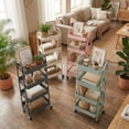 thumbnail image 7 of Gianna 3‑Tier Utility Rolling Cart Metal, 3‑Tier Slim Storage Design, Lockable Wheels, Pink, 7 of 7
