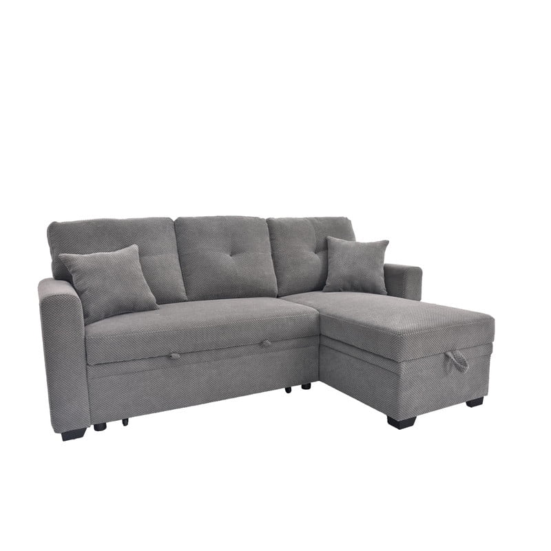 L-Shaped Sectional Sofa with Pull-Out Bed and Reversible Chaise, Convertible Sleeper Sofa Bed Modern Couch Bed for Living Room Apartment