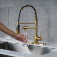 thumbnail image 5 of Brass Kitchen Faucet with Pre-Rinse Sprayer: WOWOW Brushed Gold Spring Kitchen Sink Faucet 1 or 3 Hole, Single Handle Pull Out Kitchen Faucet with Deck Plate, 5 of 9