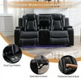 thumbnail image 4 of Power Loveseat Recliner Chair Sofa with Speaker for Living Room 2-Seat Black Faux Leather Electric Home Theater Seating Doubler Reclining Sofa with Hidden Arm Storage,LED Lights,USB Port,Cup Holders, 4 of 9