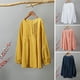 thumbnail image 4 of Casual Mujer Blusa de algodón O-cuello Botón de manga larga Camiseta suelta sólida Tops MABOTO Blusa, 4 of 7