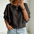 thumbnail image 4 of IUYRTFE Women's Crew Neck Batwing Sleeve Top Loose Fit Casual Summer Blouse, 4 of 5