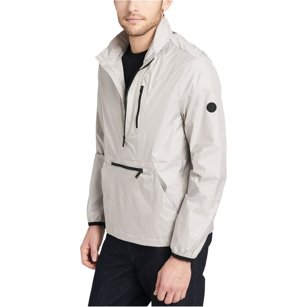 Calvin Klein Mens Packable Windbreaker Jacket, Grey, Medium