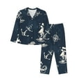 thumbnail image 1 of Balery Vintage Marine Conjunto de Pijama con Estampado para Mujer, Conjunto de Dos Piezas con Manga Larga, Ropa de Dormir Suave con Bolsillos, Pijamas Cómodos-Small, 1 of 7
