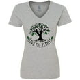 thumbnail image 3 of Inktastic Save the Planet Tree Design with Green Leaves Women's V-Neck T-Shirt, 3 of 5