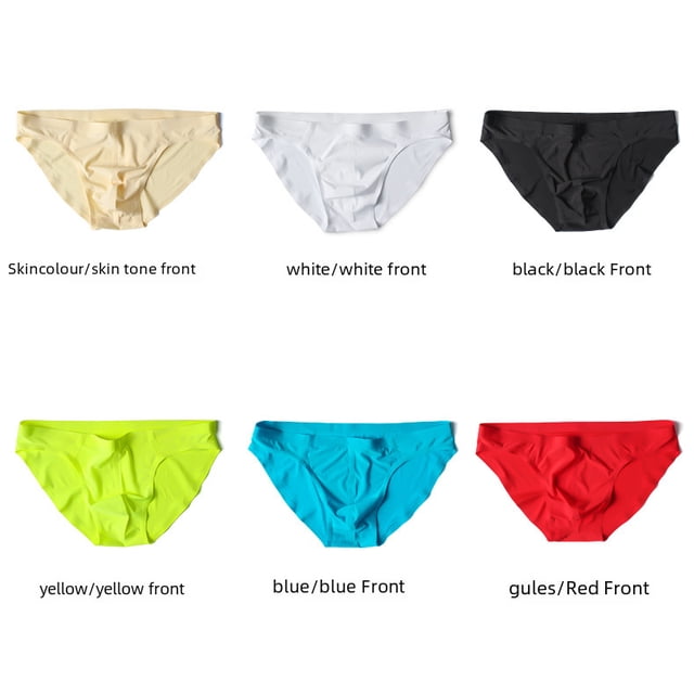 Ropa interior sin costuras para hombre, ropa interior sexy de seda helada, pantalones transpirables de cintura baja para jóvenes