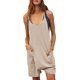 thumbnail image 1 of Mameluco casual de verano para mujer, sin mangas, con tirantes delgados, pantalones cortos con bolsillos, overol de regreso a casa Caqui 2X Grande Caqui 2X Grande Xishao ropa, 1 of 2