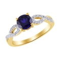 thumbnail image 2 of AFFY Round Cut Simulated Blue Sapphire,White Cubic Zirconia Fashion Ring In 10k Yellow Gold Ring Size-13, 2 of 2