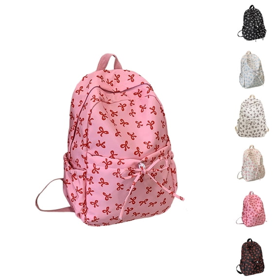 HJYCHN College Backpack Bow Design Cute Preppy Daypack for Girls Back to School Girly Womens Backpack Pink One Size