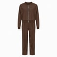thumbnail image 5 of Mifsaly Womens Sweatsuits 2 Piece Outfit Zip Up Cropped Bomber Jacket and Wide Leg Sweatpants Fall Winter Y2K Street Workout Lounge Matching Outfits, 5 of 7