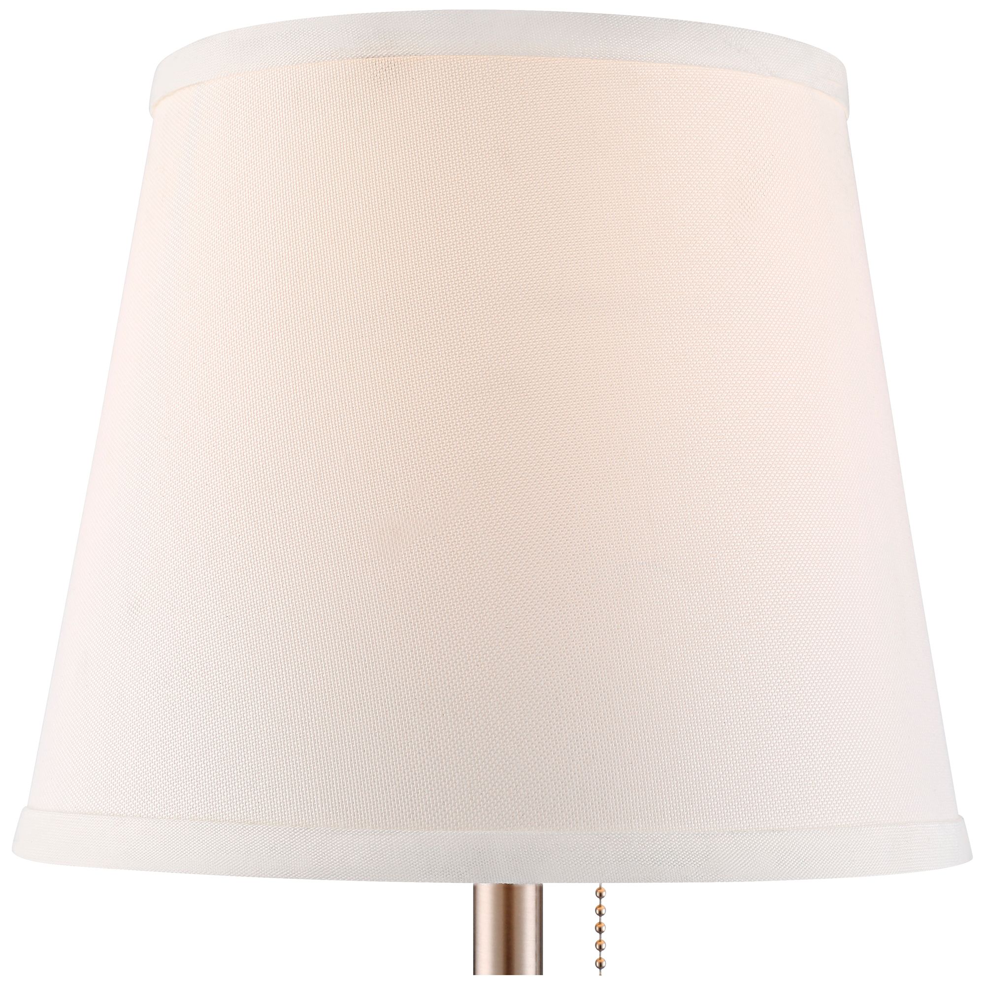 360 Lighting Modern Accent Table Lamp with Hotel Style USB and AC Power Outlet in Base 20" High Brushed Steel White Empire Shade for Living Room Desk