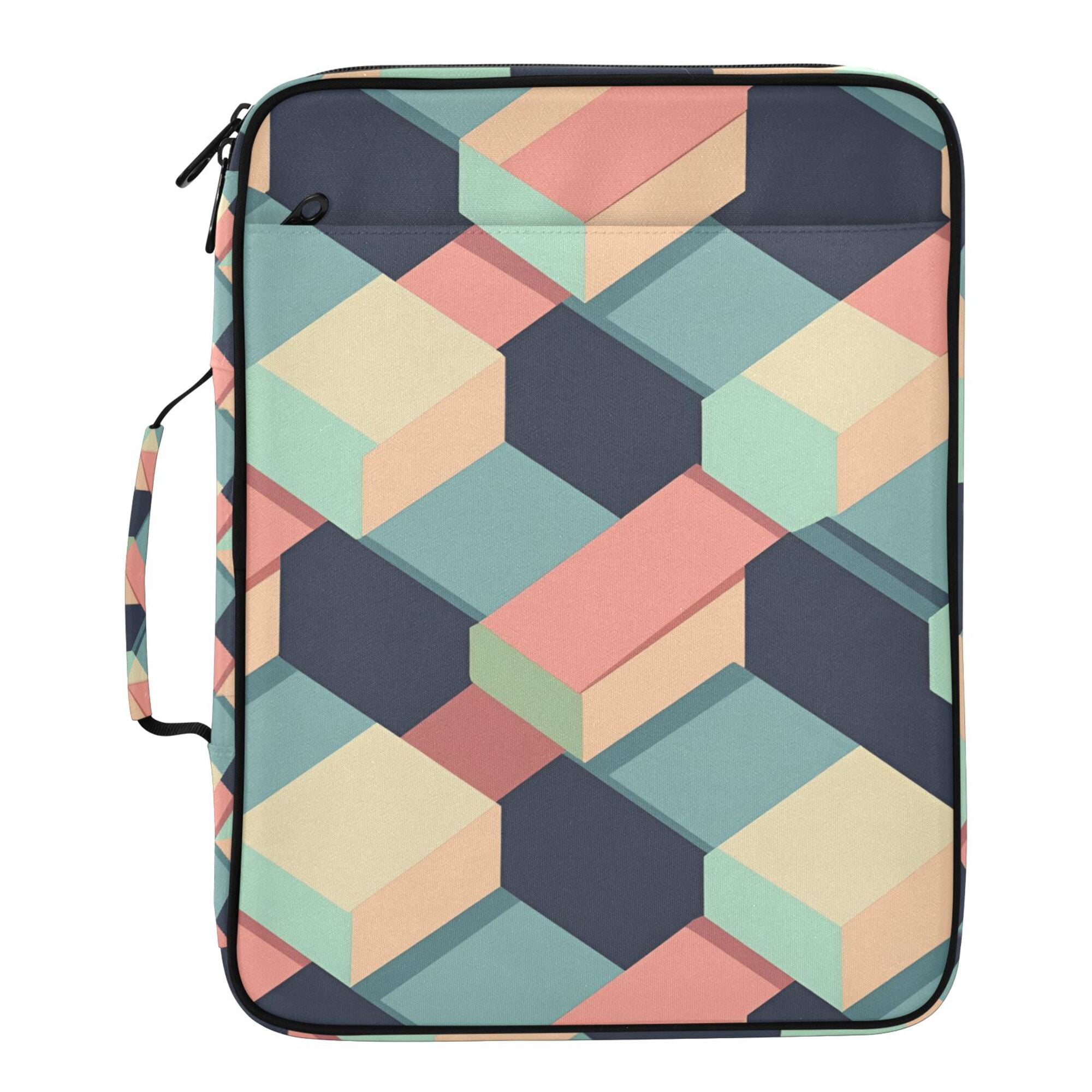 FORMRS Accordion File Folder A4 Size 7-Pocket Expanding Document Organizer Bag with 3 Ring Binder, Pink Cubes