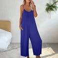 thumbnail image 2 of GILIGEGE Women Casual Overalls Jumpsuits Loose Sleeveless Spaghetti Strap Wide Leg Long Pants Romper with Pockets Women's Loose Jumpsuits Strap Stretchy Long Pant Romper Jumpsuit with Pockets, 2 of 6