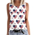 thumbnail image 2 of Fartey American Flag Tank Tops for Women Plus Size 4th of July Sleeveless Shirts Cute Heart Stars Stripes Graphic Tees Independence Day Crew Neck Patriotic Tanks Red L, 2 of 5