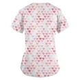 thumbnail image 3 of TIMIFIS Haut de Sarrau Rouge Femme Imprimé Manches Courtes Col en V Hauts Uniforme de Travail Impression Blouse à Poche Hauts avec Poches-Rouge - Printemps, 3 of 3