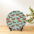thumbnail image 6 of Yiaed Dachshund Christmas Play Print Bone China Decorative Plate Ceramic Dinner Plates Art Crafts with Display Stand-10in, 6 of 6