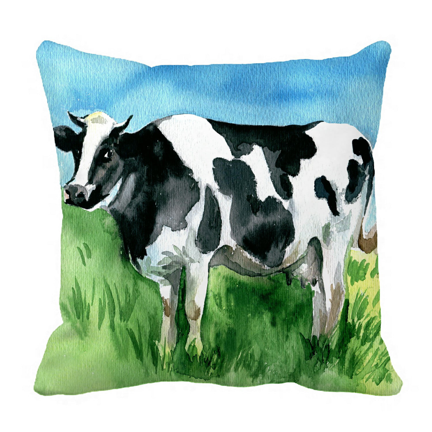 On The Farm Faux Suede or Cotton Canvas Cushion with Friesian Cow Farm Animal Print in Linen
