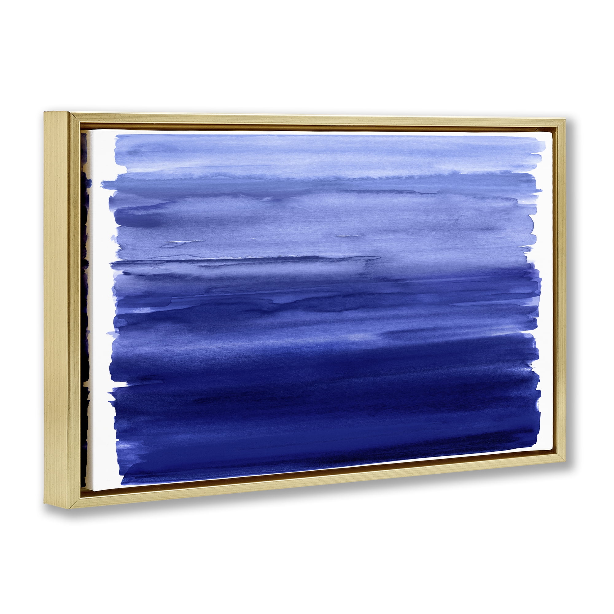 Stupell Industries Oceanic Ombre Blue Gold Framed Floater Canvas Wall Art, design by Allie Corbin