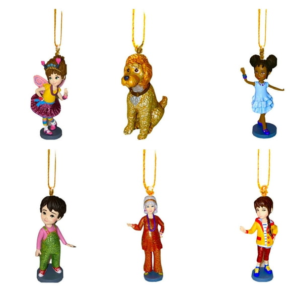 Fancy Nancy 6 PVC Ornament Set Figurine Figure Disney Junior Charm Collectible