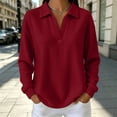 thumbnail image 6 of Tops for Women Long Sleeve Solid Color Casual Waffle Knit Top, 6 of 9