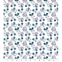 Springs Creative 18" x 21" Cotton Mickey and Minnie Head Packed Starry Night Precut Sewing & Craft Fabric, White, Black and Red