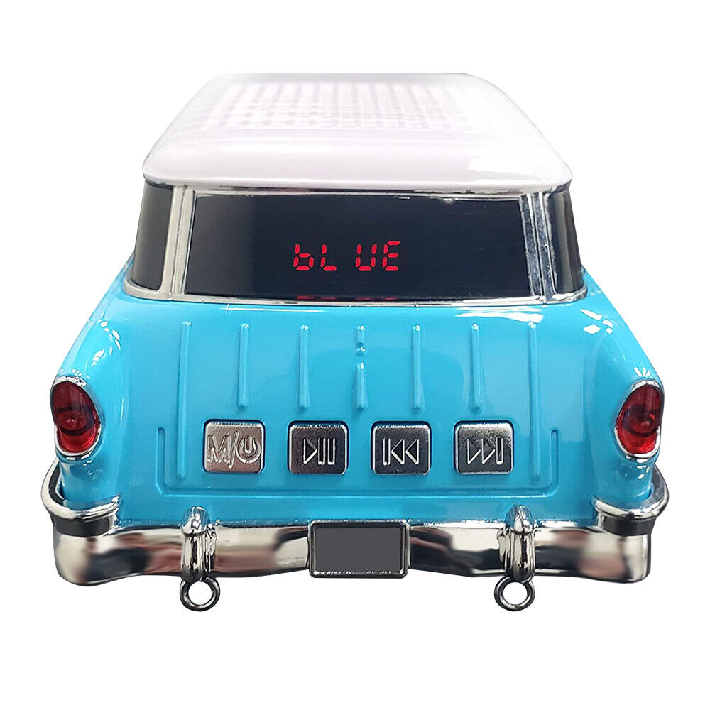 Portable Bluetooth Speaker Rechargable 1955 Vintage Retro Car Portable Wireless FM AUX USB Blue