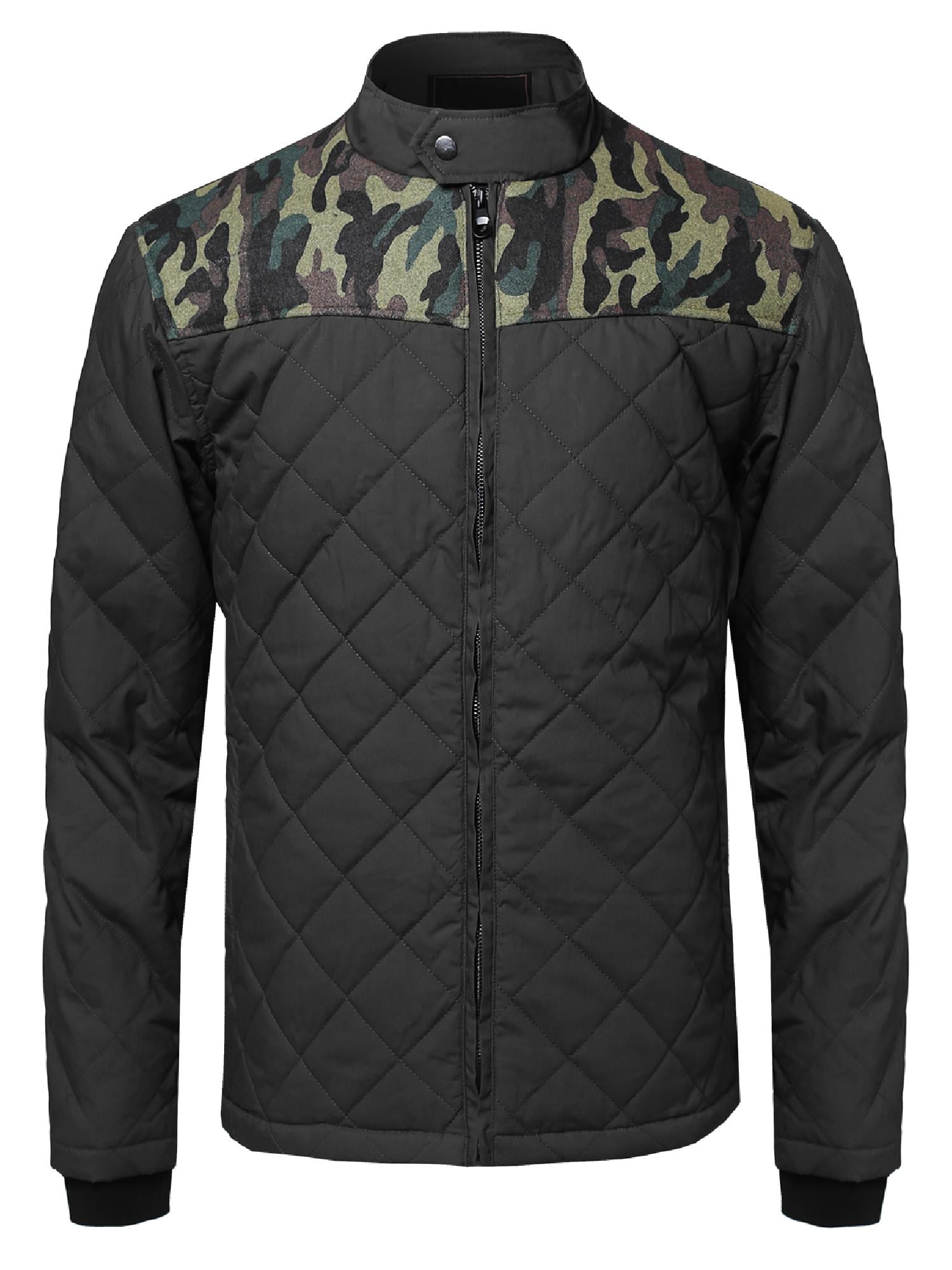 FashionOutfit Men's Quilted Jacket With Camo Details