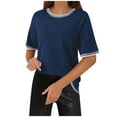 thumbnail image 1 of Tops de Color Sólido para Mujeres, Camiseta de Manga Corta de Cuello Redondo Casual para la Primavera, el Verano, la Fiesta Y el Uso Diario, 1 of 5