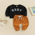 thumbnail image 2 of Infant Baby Boys Fall Winter Outfits Long Sleeve Sweatshirt Letter Print Pullover Tops Jogger Pants Set, 2 of 6