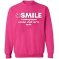 thumbnail image 2 of OXI Crewneck Sweatshirt - Smile It Make People, Basic Casual Sweatshirts for Men's and Women Fleece Sweatshirt Long Sleeve - Heliconia X-Large, 2 of 2