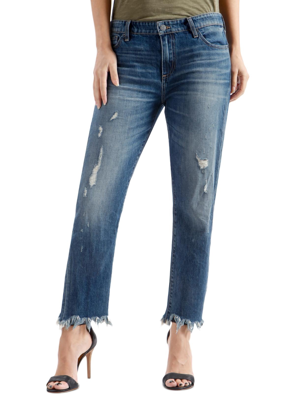 Deconstructed Boyfriend Jeans Blue 